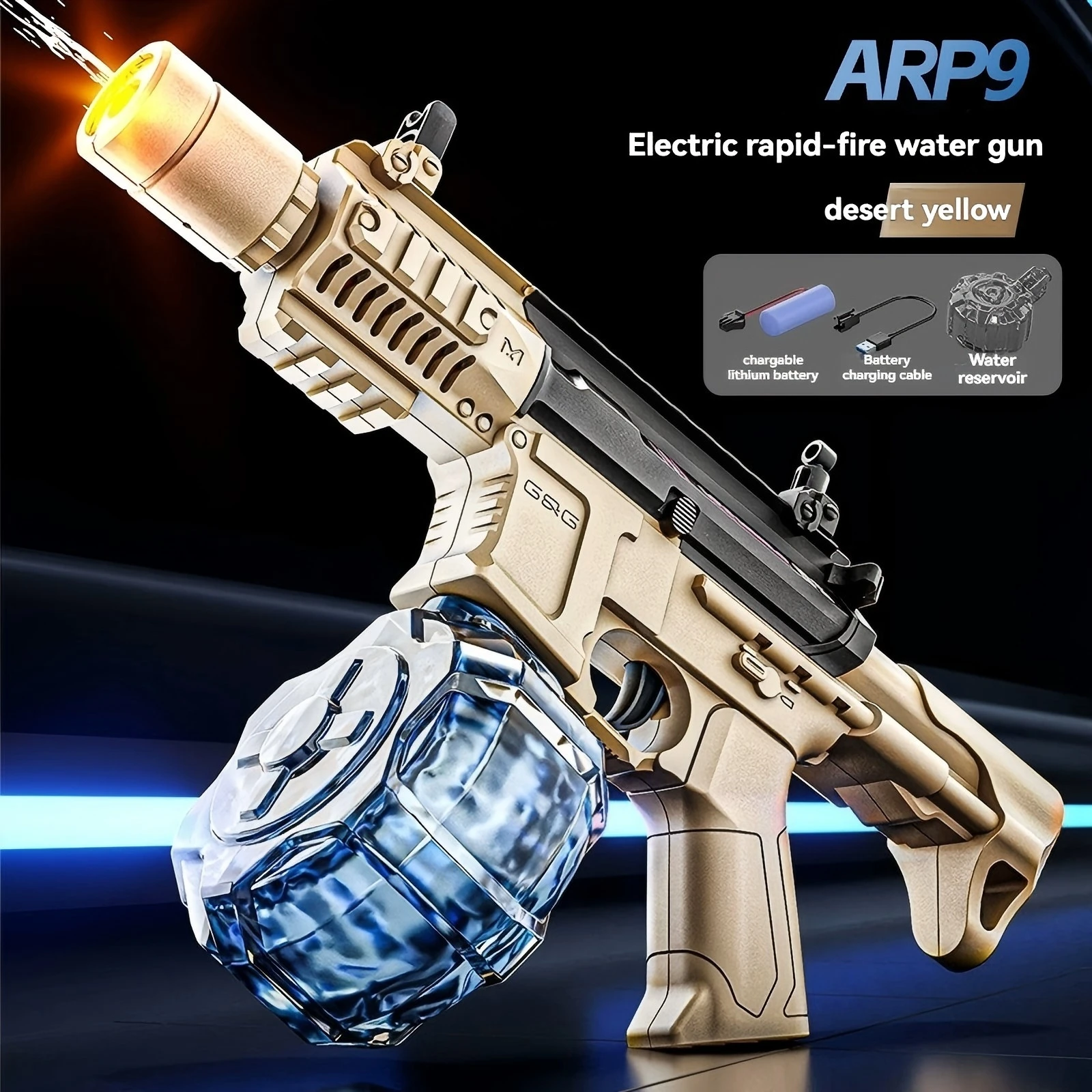 Victor Large Capacity Electric Water Gun Toy, Absorb Water Continuous Shooting, With Lights, 2026 Summer Beach Pool Gift