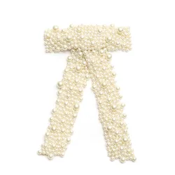 Luxury Pearl Beaded Bow Headdress Hair Clip Handmade Wedding Bridal Sweet Temperament Girl Ponytail Clips