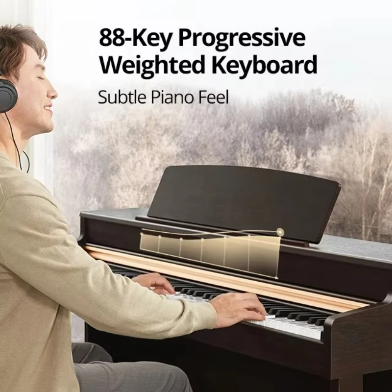 Terence E50 Beginner Upright Digital Piano Keyboard Instruments, with Stool and Durable Design Suitable for Children and Adults