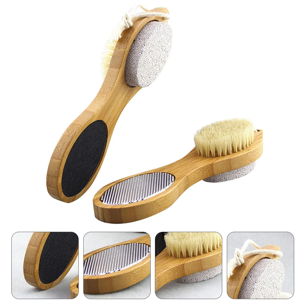 2Pcs Foot File Bamboo Callus Remover Ergonomic Handle Dead Skin Remover Foot Care Tool Portable Pedicure File for Professional