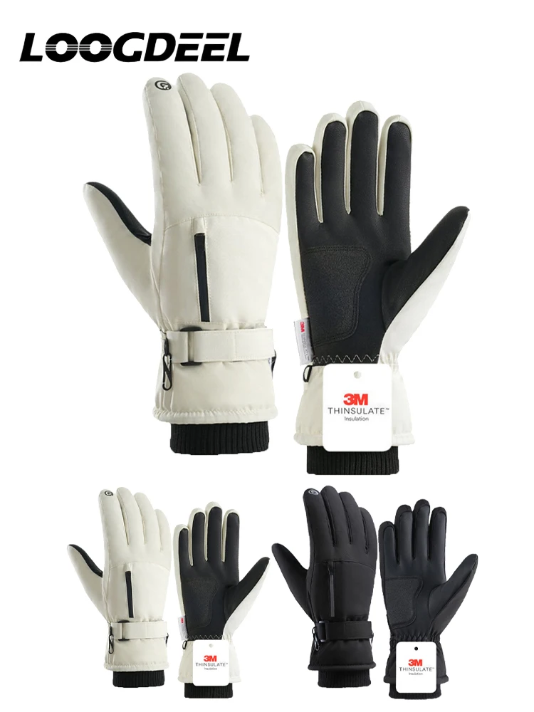 AliExpress loogdeel LOOGDEEL Non-slip Warm Full Fingers Sports Running Motorcycle Ski Touch Screen Fleece Men Winter Waterproof Cycling Gloves