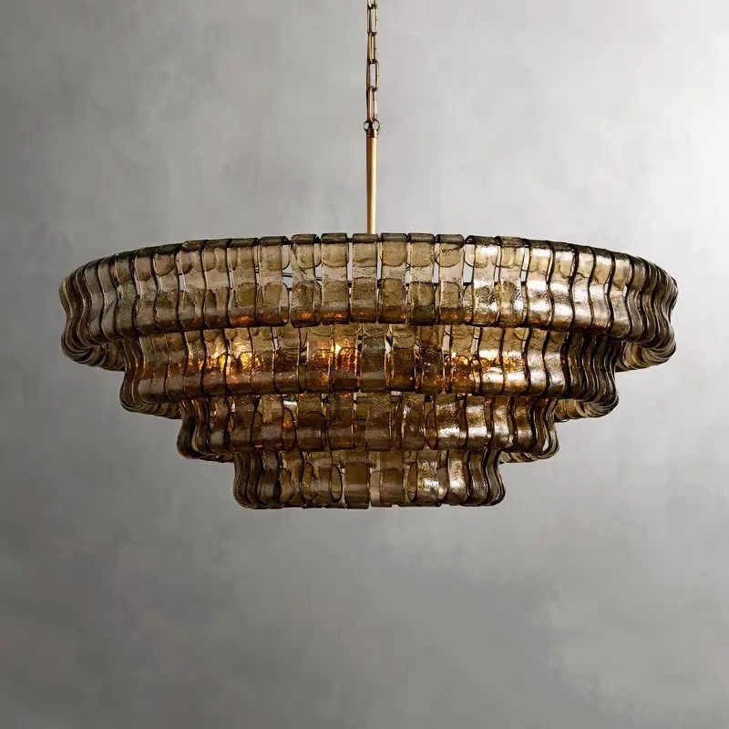 Smoke Gray Glass Ceiling Chandeliers 2026 Classic Round Hanging Lamps For Ceiling Home Decoration Lighting Gold Lustres Lamparas