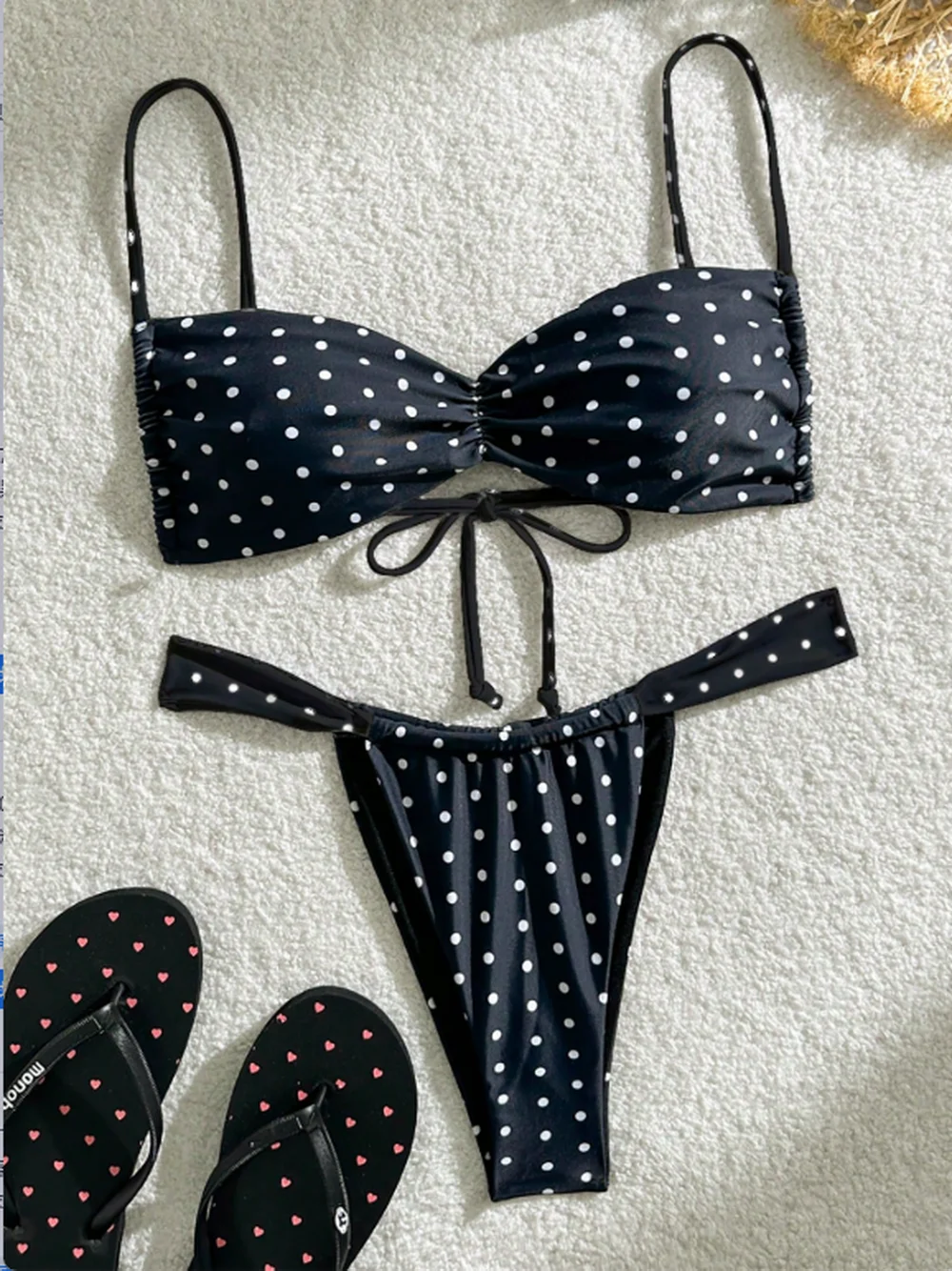 Women's Two-Piece Tropical Style Bikini Set, Lace-up Triangle Bikini Swimsuit, Sexy Bohemian Style Swimsuit