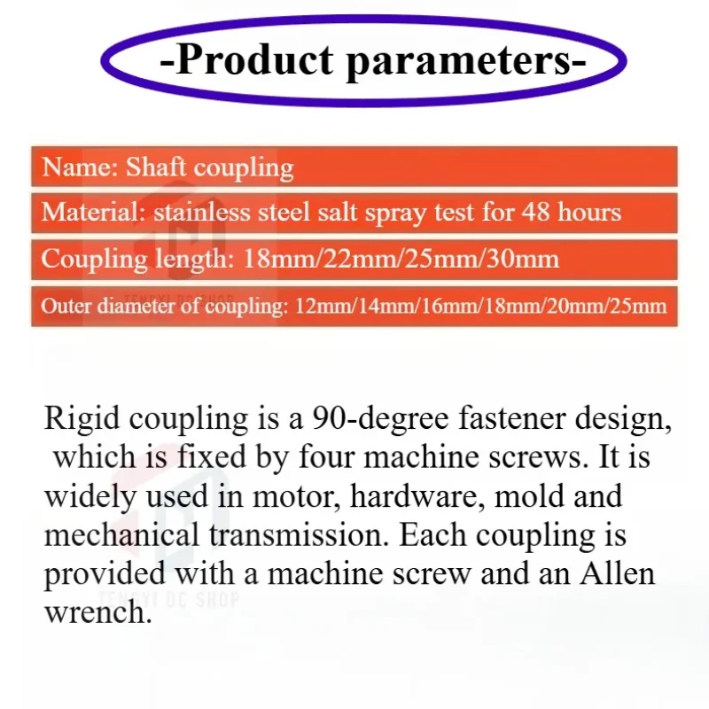 D14L22 3.17mm/4mm//5mm/6mm/7mm/8mm Stainless Steel Coupling Double-hole Rigid Coupling Variable Transmission Connector Coupling