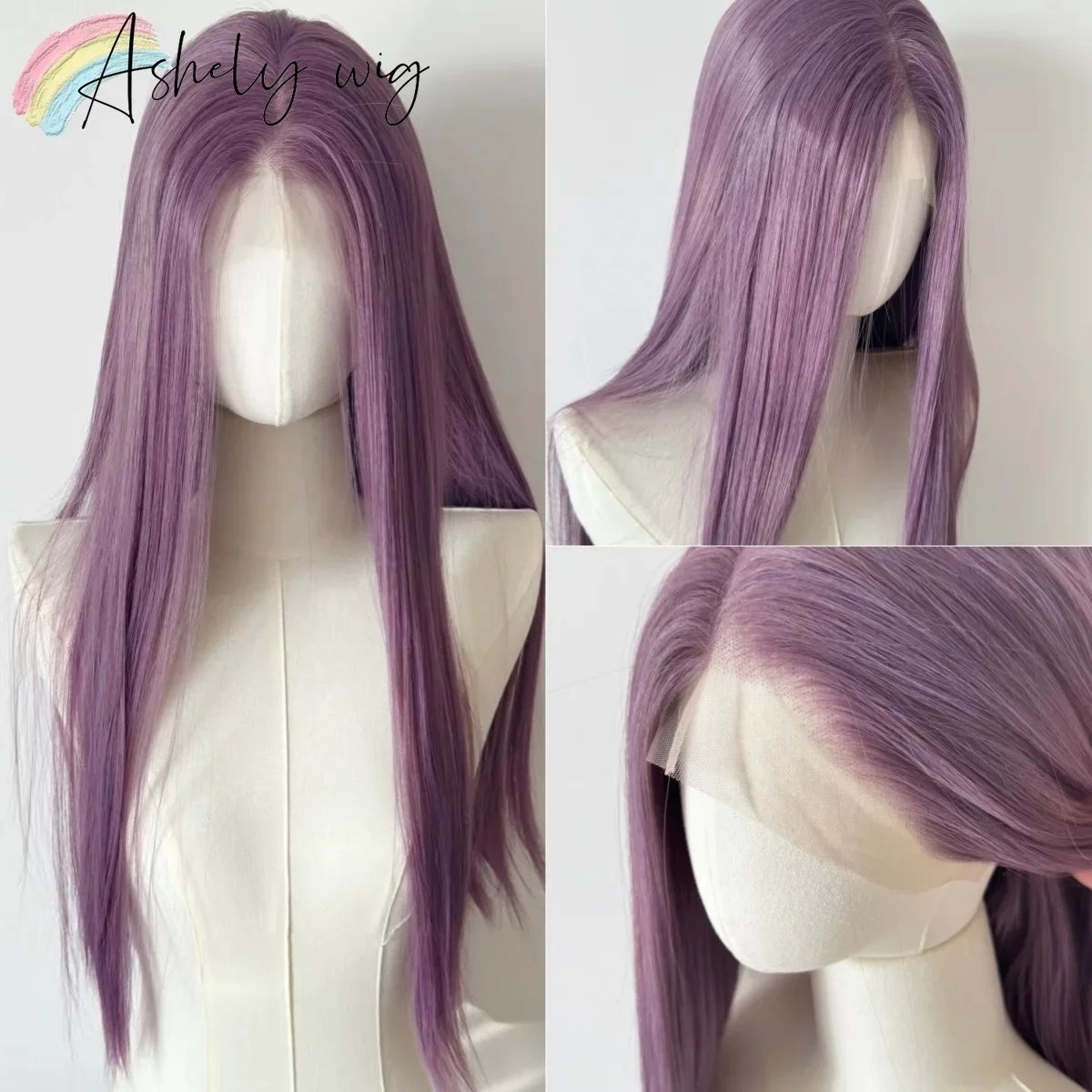 

Purple Wig for women 13x4 Lace Front Wig Long Straight 26inch hair wigs Natural Hairline Heat-resistant Fibres Synthetic wig