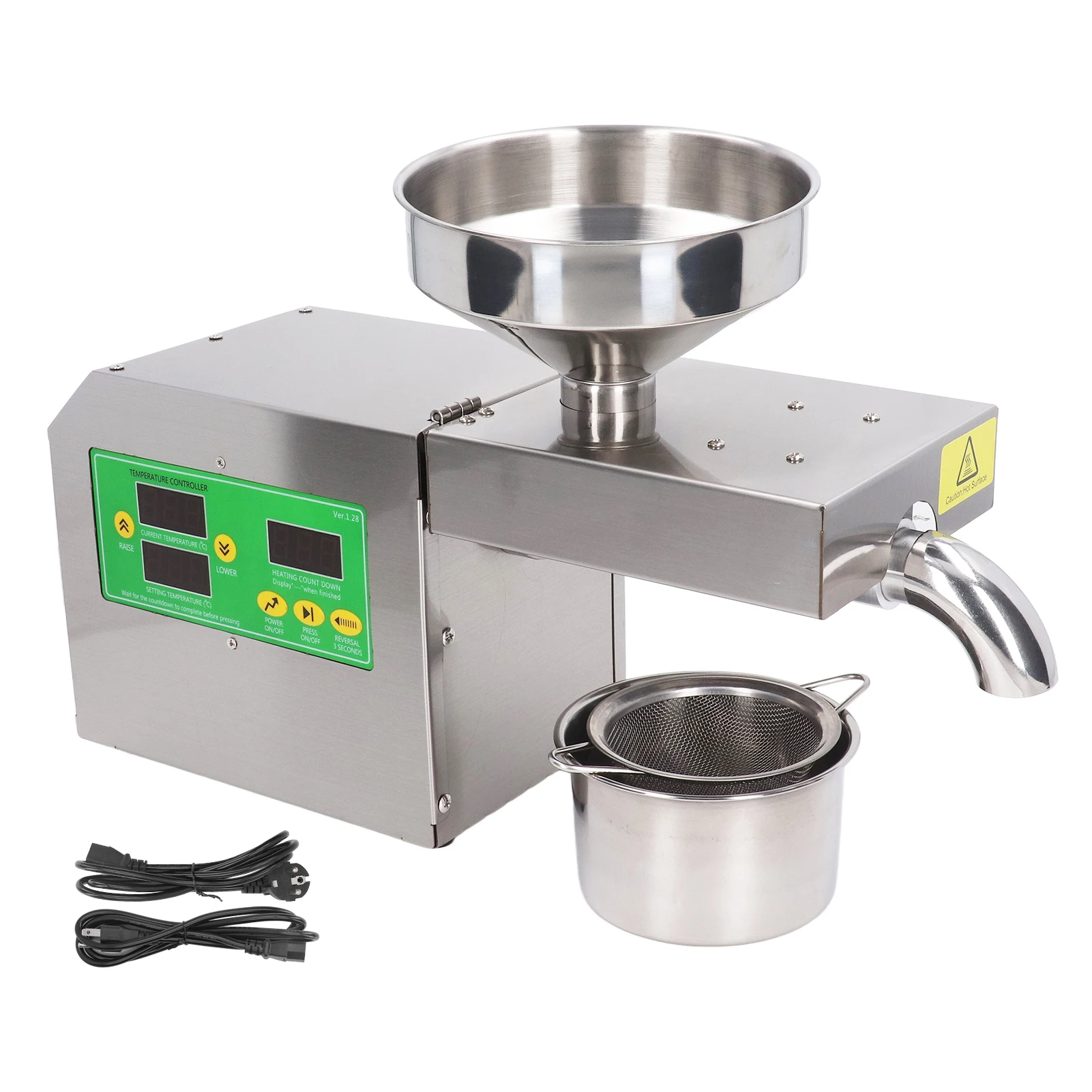 Stainless Steel Mini Oil Press Machine Automatic Nut Seeds Oil Press Extractor Cold Hot Presser Machine