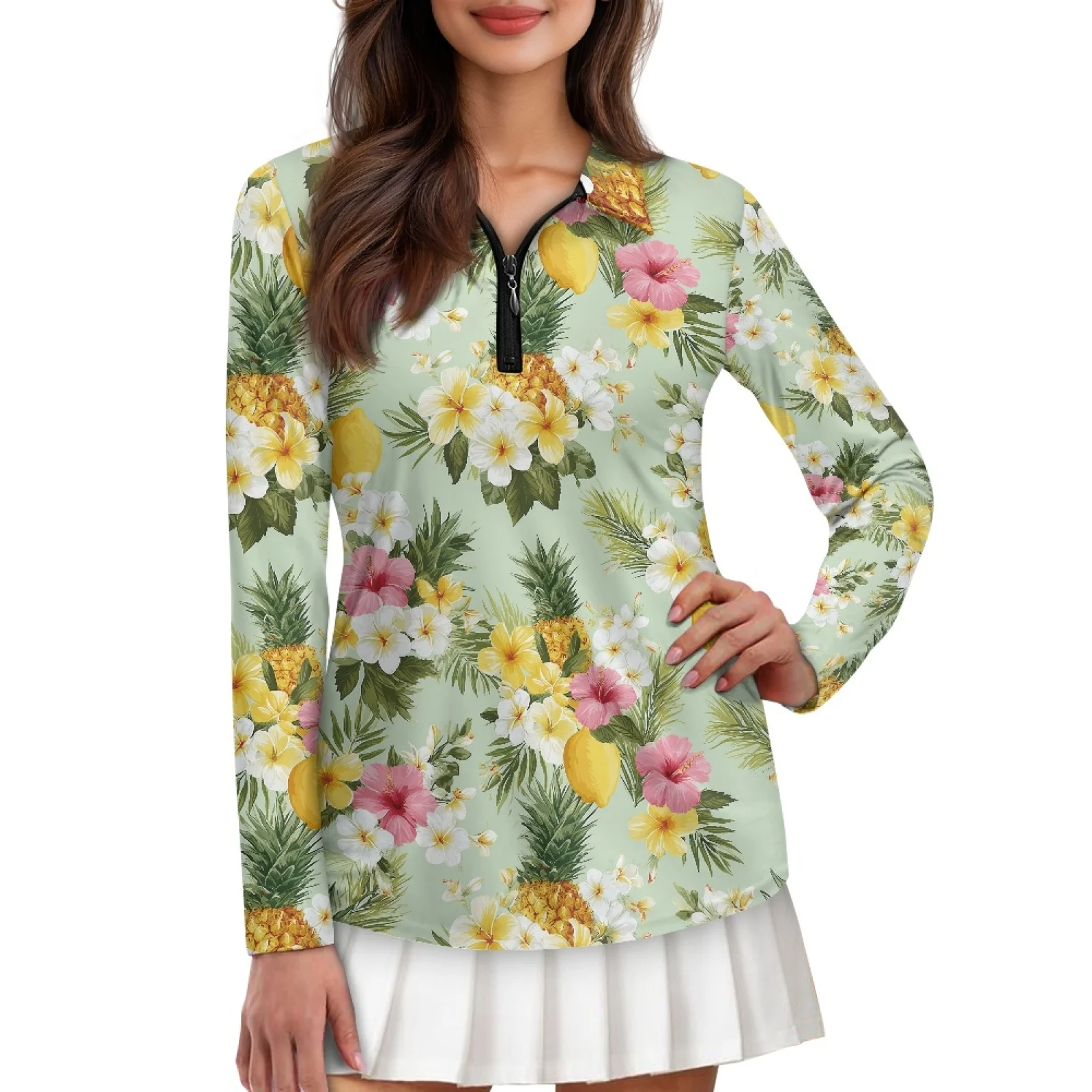 PENSTROLL Lemon Pattern Womens Athletic Fit Golf Tops Lightweight Tennis Polo Shirts for Workout