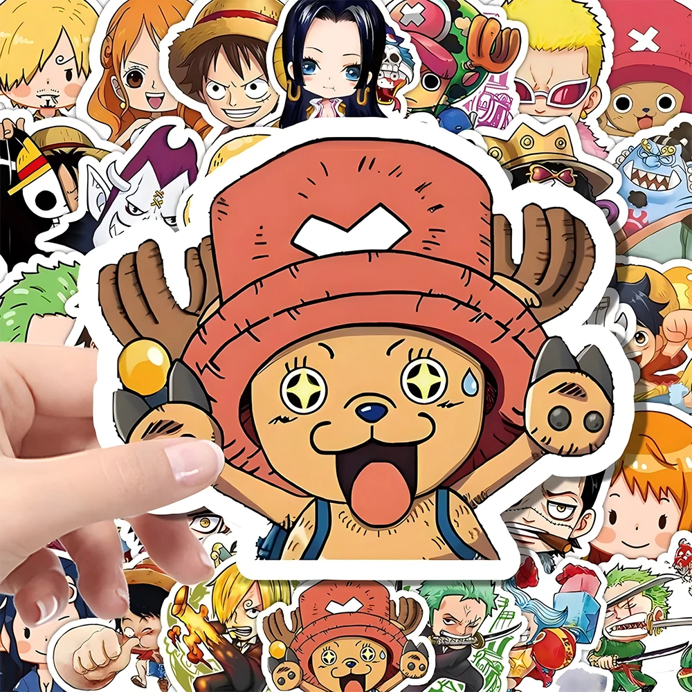 55pcs One Piece Cute Cartoon Stickers DIY Skateboard Phone Case Laptop Motorcycle Waterproof Cool Anime Sticker Decals Toy
