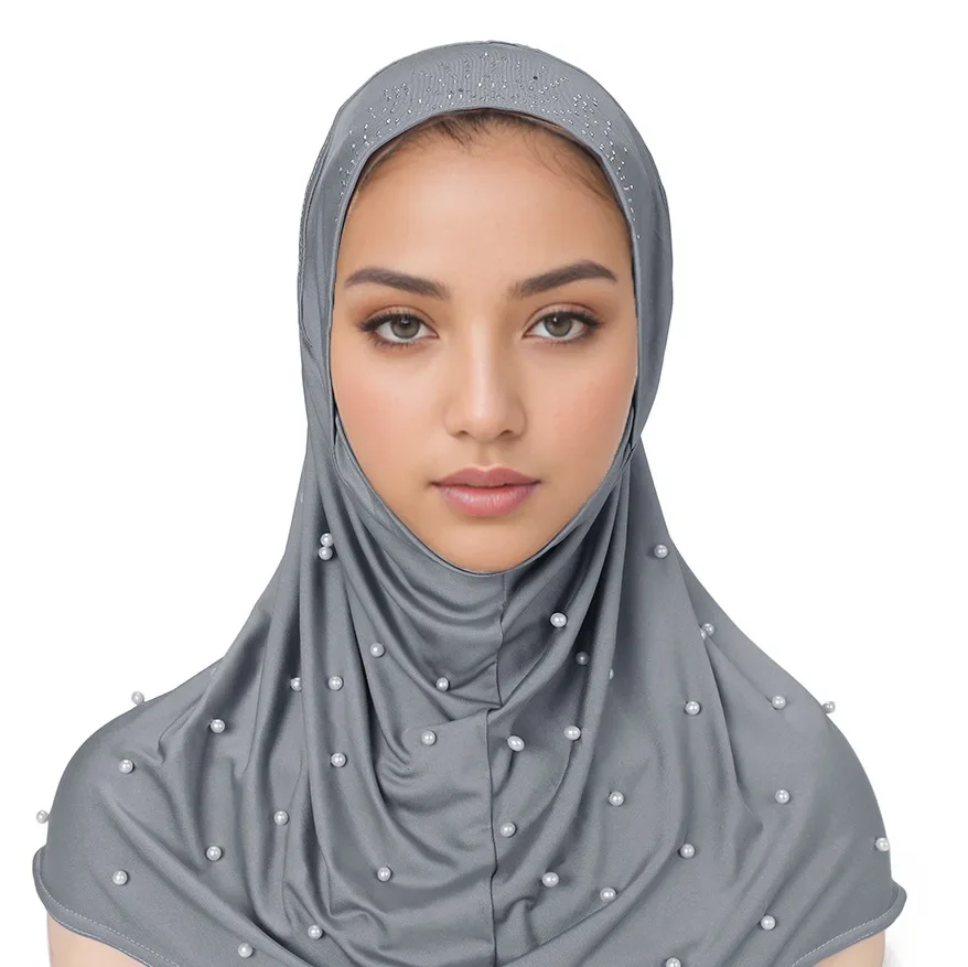 Foulard en perles pour femmes, couvre-chef musulman islamique arabe, casquette Amira instantanée, Hijab, châles enveloppants, couvre-chef Khimar Amira Cap Mujer