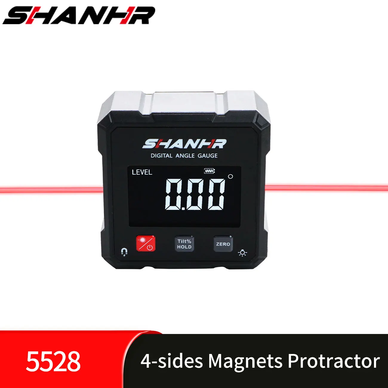 SHANHR 4-sides Magnetic Digital Angle Finder Electronic Laser Gauge Protractor Inclinometer Level Magnets Digital Level Box
