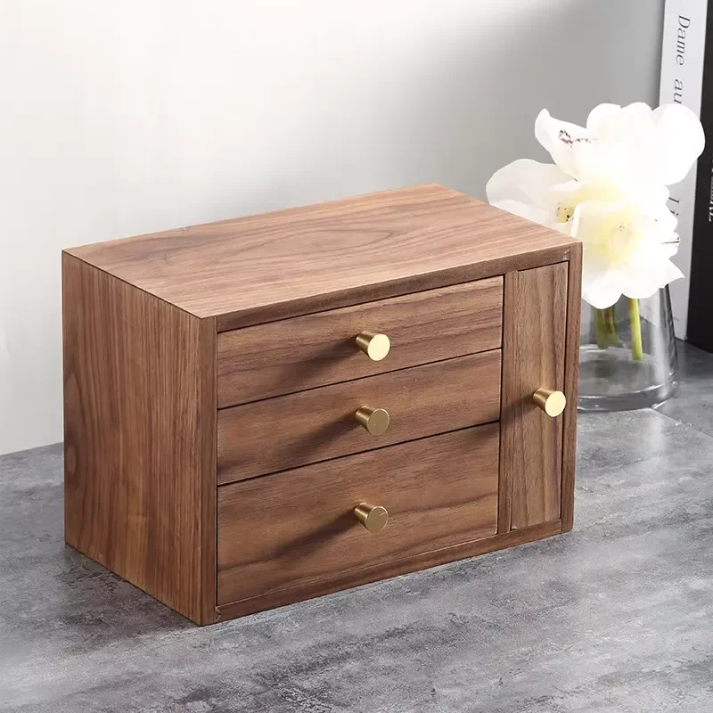 Modern Wooden Jewelry Box Three Layer Storage Organizer for Rings Necklaces Earrings Rectangular Display Case Custom Design