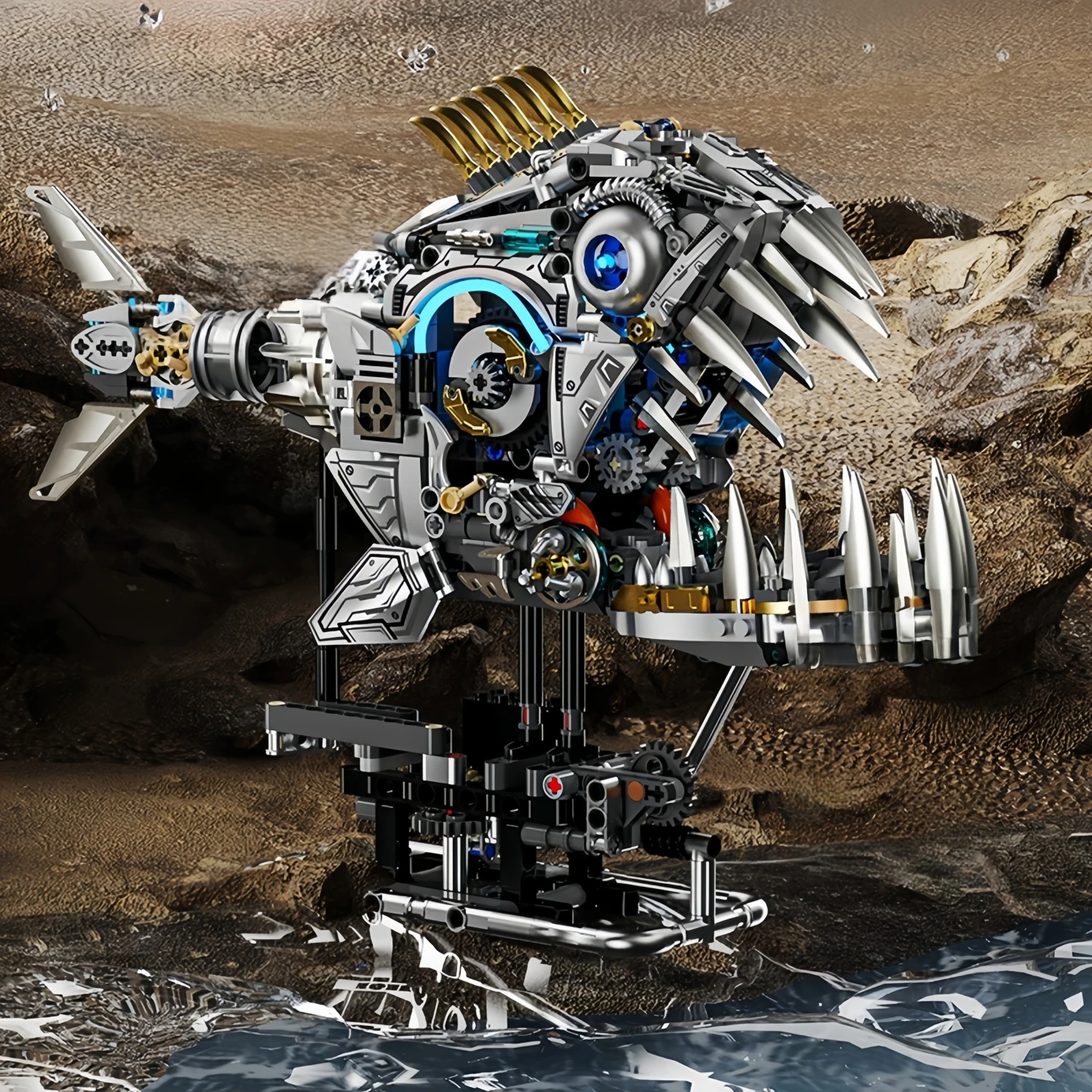 1085 Uds. Crea bloques de construcción de piraña mecánica MOC, Kit de modelo de animales de dinosaurio, juguete DIY STEM para regalo de niños