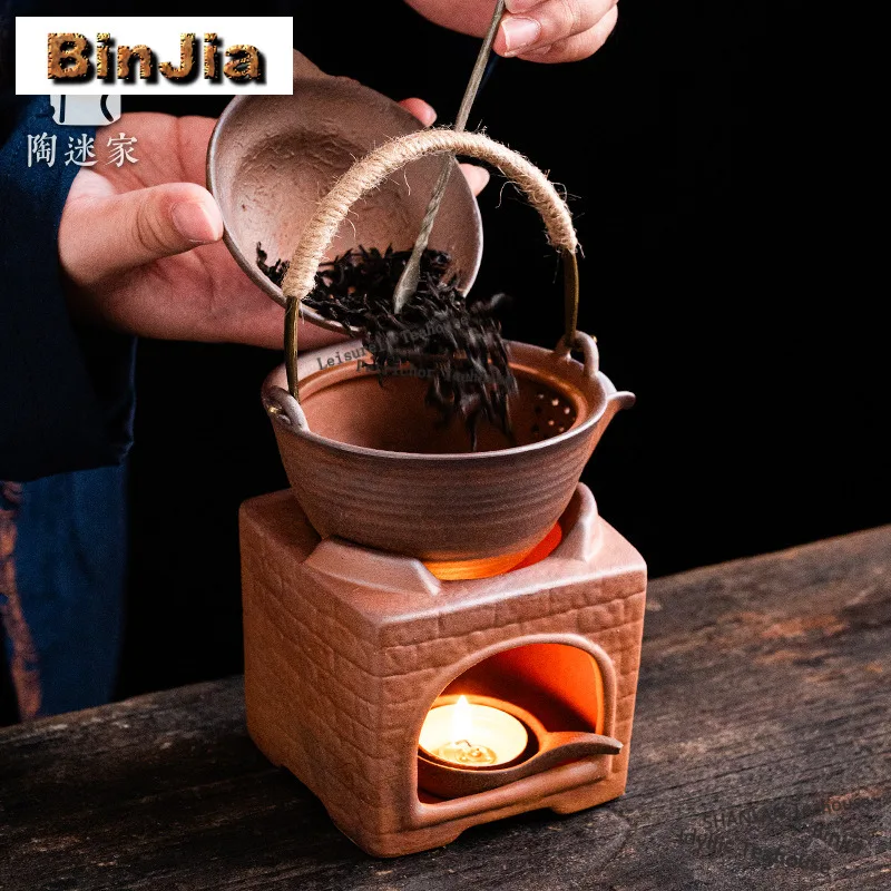 Old Rock Mud Warm Tea Teapot With Handle Stove Set, Tea Roasting And Aroma Enhancing Candle, Open Flame, Gongfu Tea Set.supplies