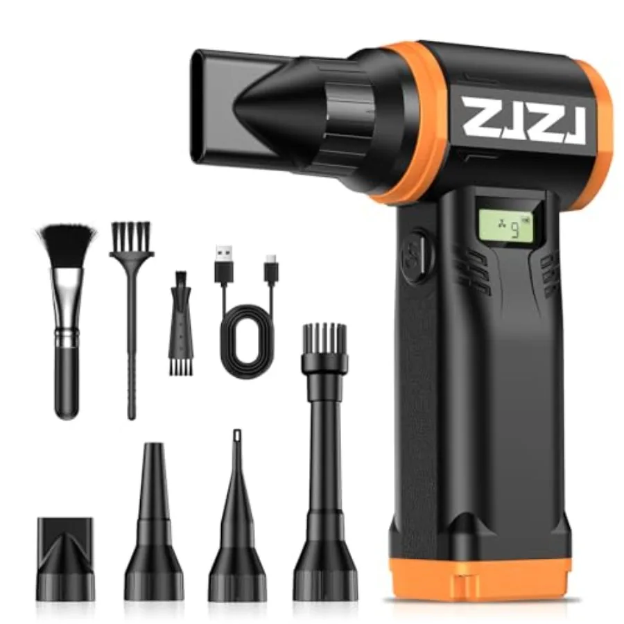 

Compressed Air Duster-180000RPM Electric Air Duster with 40MM Brushless Motor 9-Gears Adjustable Mini Air Blower with LED Light