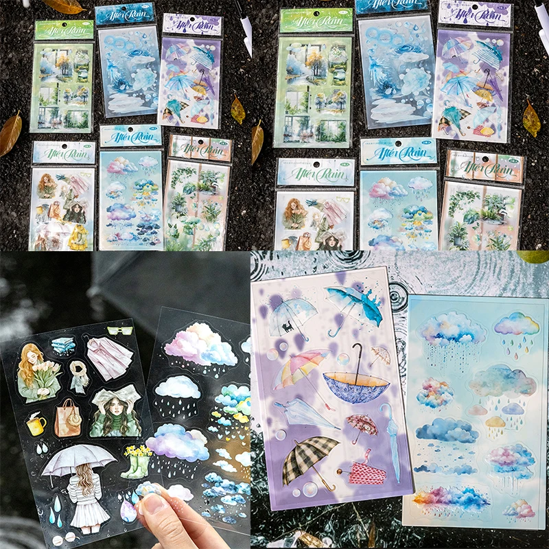 

Mr Paper, 24 листа/пакет, серия «Qingning after the rain», высеченные наклейки для домашних животных, дешевые канцелярские принадлежности в стиле каваи, каваи, наклейки, канцелярские принадлежности