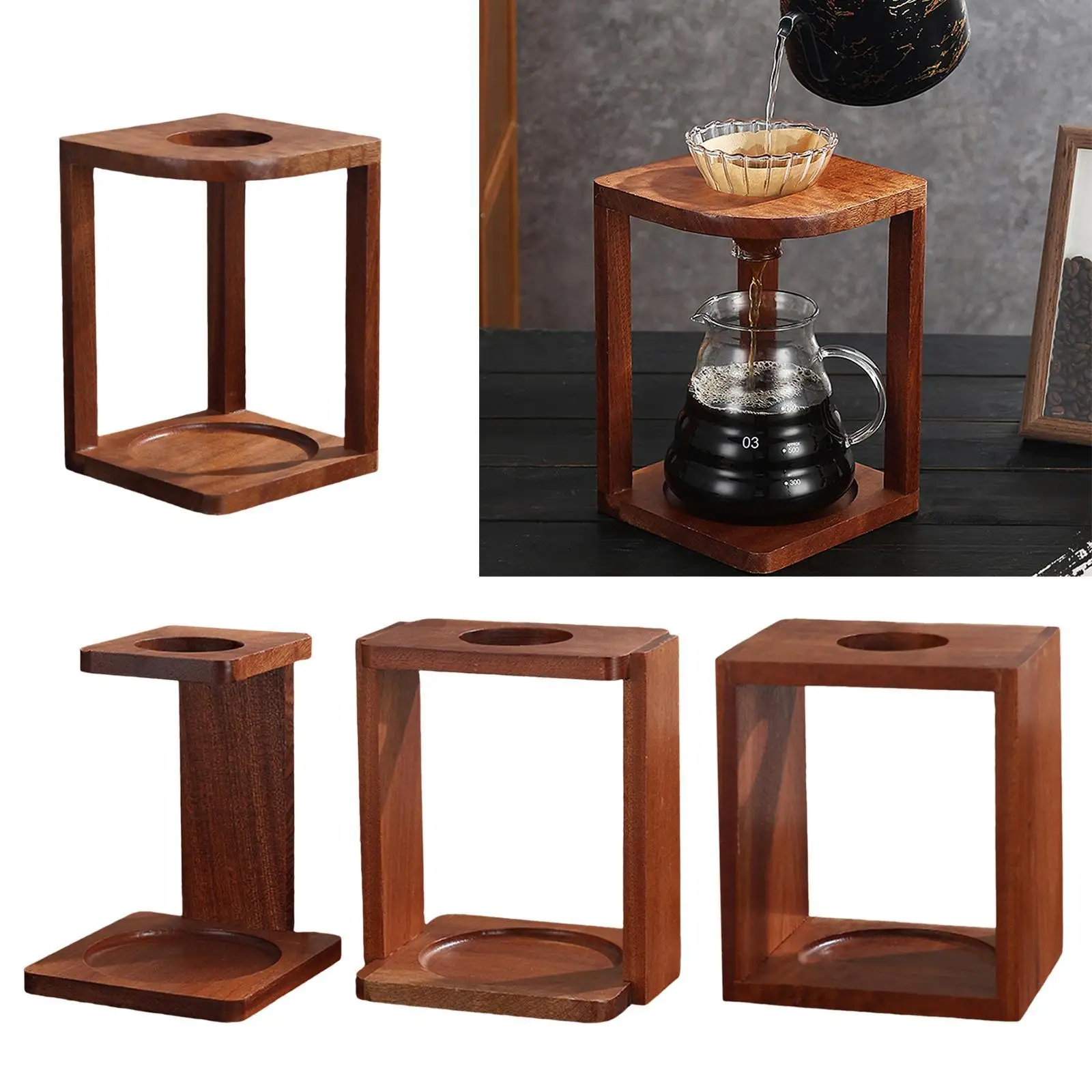 Coffee Filter Tray Shelf Wooden Practical Easy to Clean Unique Multipurpose Coffee Dripper Stand for Home Restaurant Tea House
