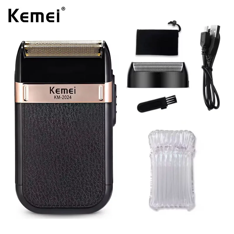 Kemei KM-2024 USB Opladen Elektrisch Scheerapparaat Voor Mannen Vergeldende Twin Blade Scheermes Scheerapparaat Baard Trimmer Scheren Machine