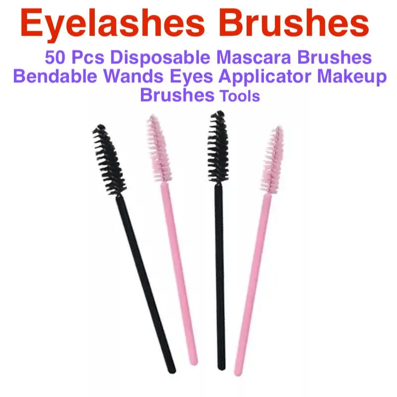 [SHIP ON 24 HOURS]50pcs/set Eyelash Brush Soft Head Eyelash Eyebrow Mascara Applicator Comb Micro Brush Makeup Brush