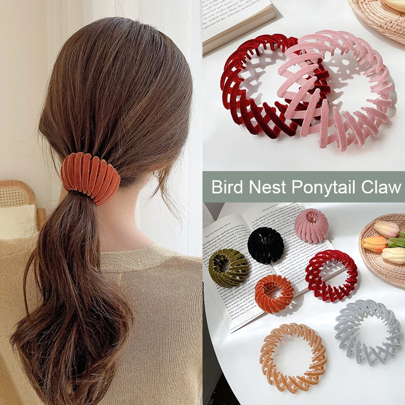 Fashion Women Bun Hair Claw Horsetail Buckle Hair Clip Bird Nest Expanding Hair Accessories Female Ponytail Hair Accessories