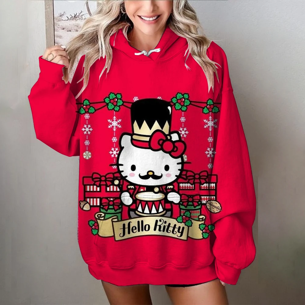 

Hello Kitty Kuromi New Autumn Christmas Cartoon Printed Hoodie Pullover Fashion Casual Cute Women's Clothing Girl Long Sleeved