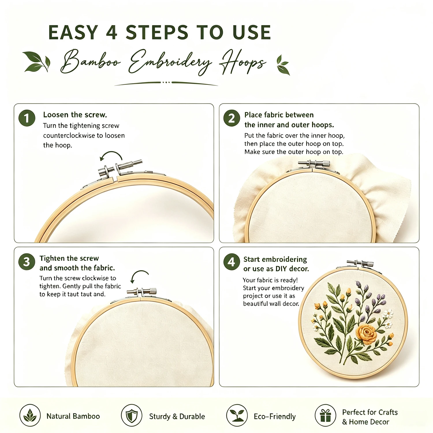 Lingkaran Bordir Bambu Alami M - Embroidery Frame ulasan dan harga