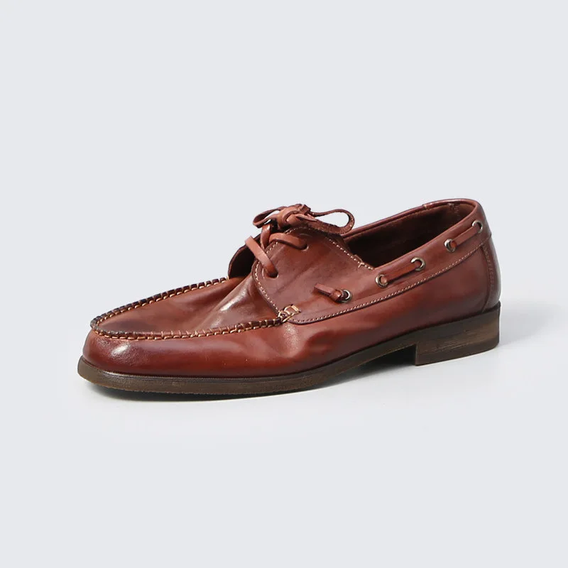 Men's Classic Genuine Leather Boat Shoes Lace Up Moccasins Casual Loafers Shoes for Office Daily Wear New Fashion Men's Footwear