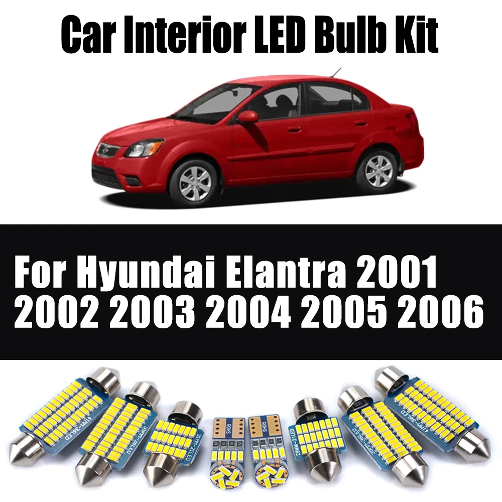 

10 шт. Canbus светодиодные внутренние купольные лампы для чтения багажника, комплект освещения для Hyundai Elantra 2001 2002 2003 2004 2005 2006, автомобильные аксессуары