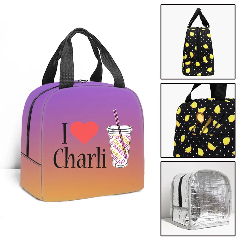 Classic Popular Charli Damelio Student Work Lunchbox Thermal insulation Food Lunch Bag 3D Printed Portable Handbags Ice Bags