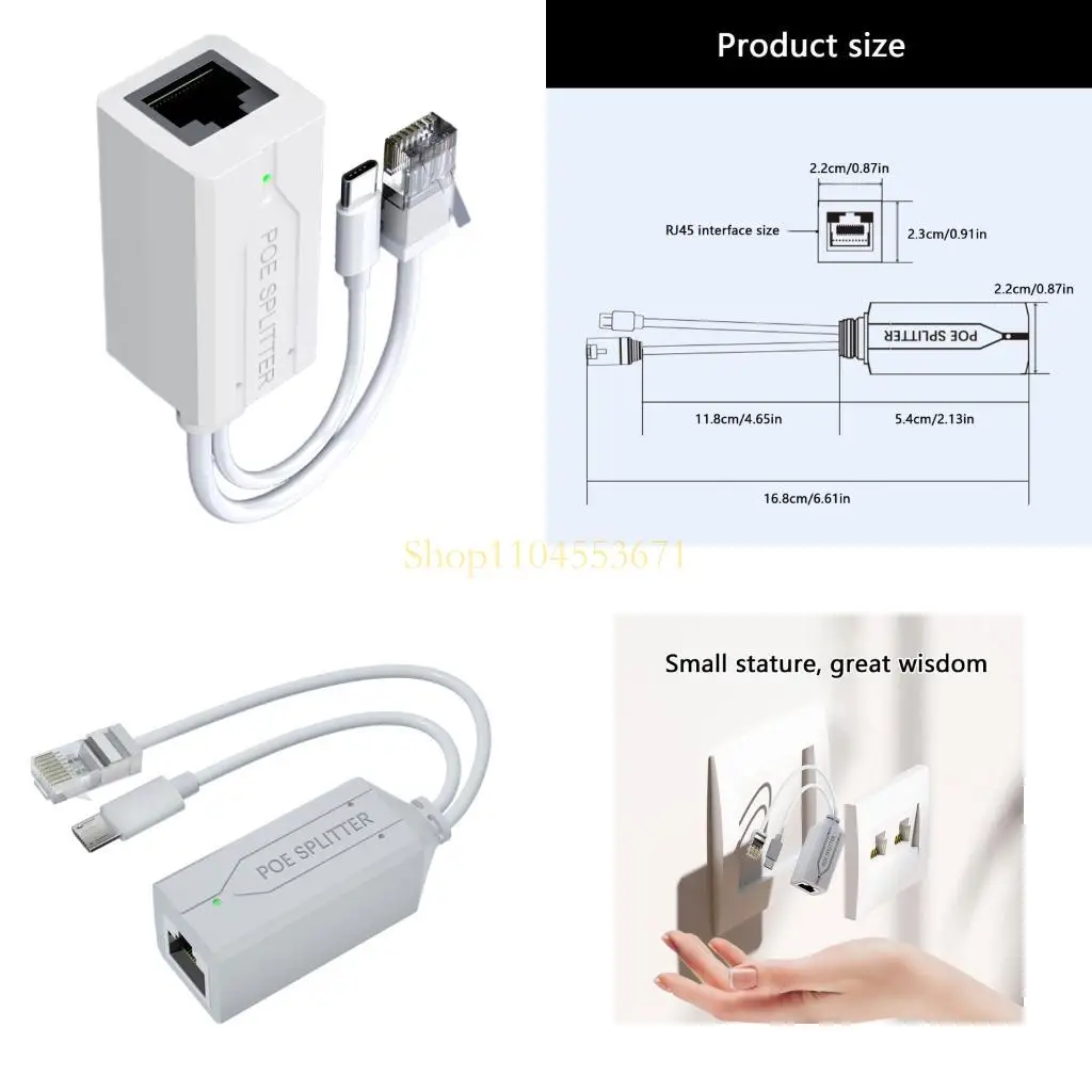 Best Seller Miniature Micros USB/Type c Active Poe Splitter Power Converters DC40V To DC5V For Security Camera And Networking