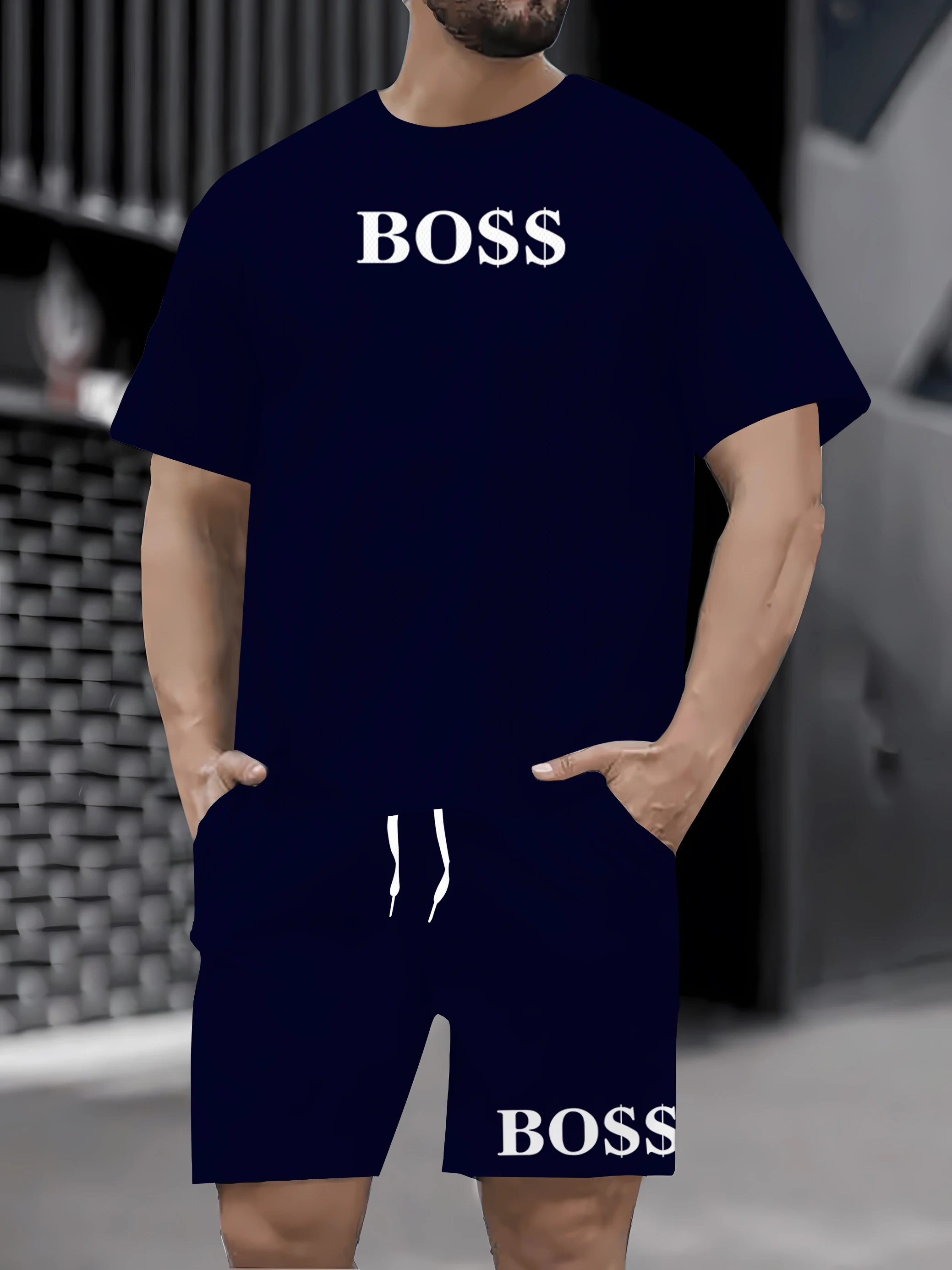 

Новинка лета 2025 года, модный мужской повседневный комплект, футболка с короткими рукавами + шорты, модный пляжный комплект из двух предметов