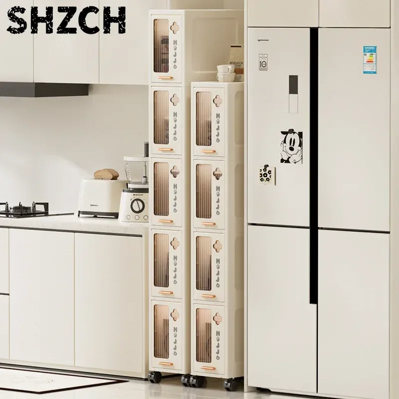 Narrow Storage Cabinet with Drawers, Slim Bathroom Organizer & Multi-Purpose Shelving Unit, Space-Saving Furniture for Home Use