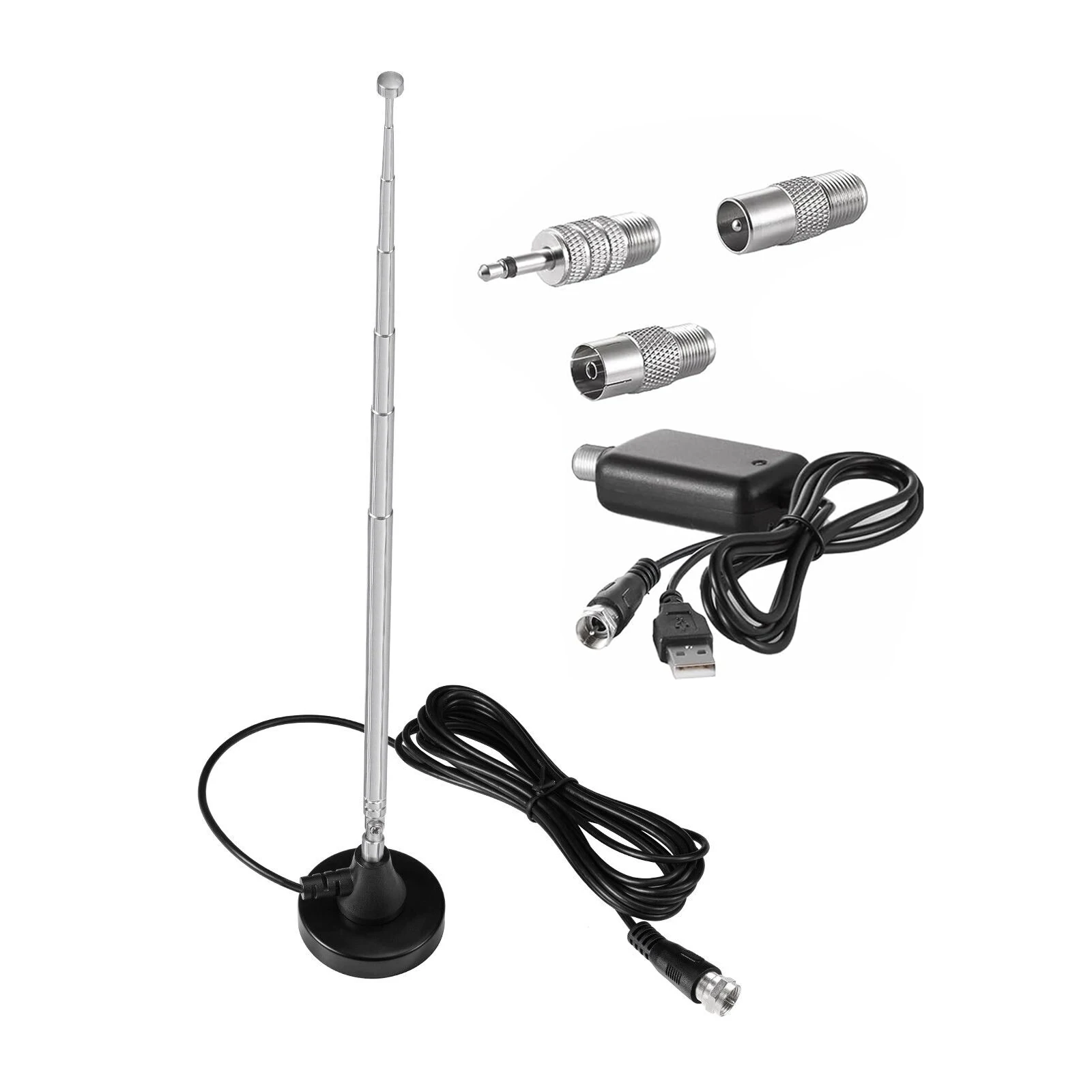 Telescopic Dab fm Radio Antenna Kit Base Magnética Fonte de Alimentação Usb Yamaha Panasonic Acessórios de Rádio Conjunto