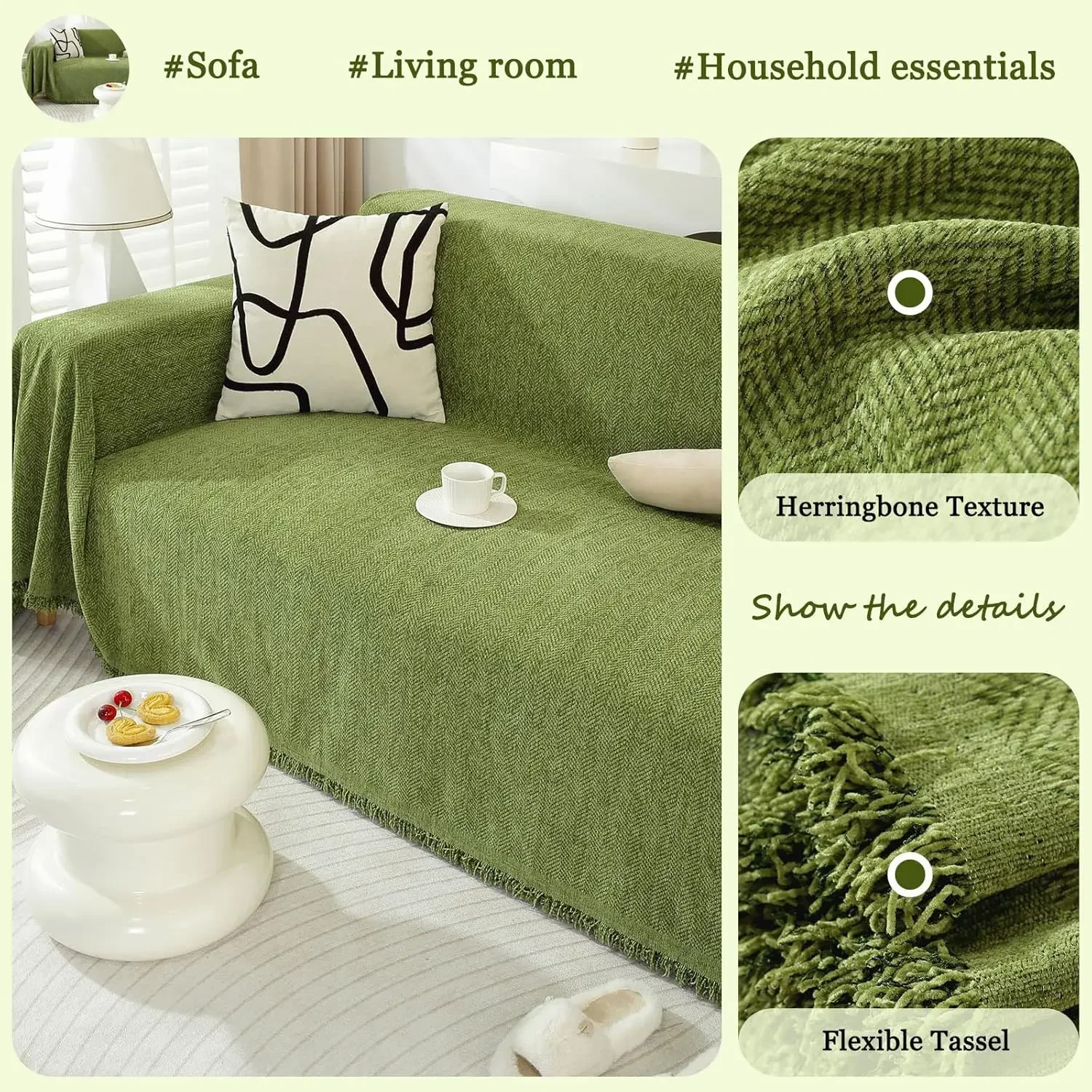 Sofa Covers Herringbone Jacquard Modern Minimalism Couch Cover Wear Resistant Couch Cover, Washable Pet Sofa Slipcovers for Dogs