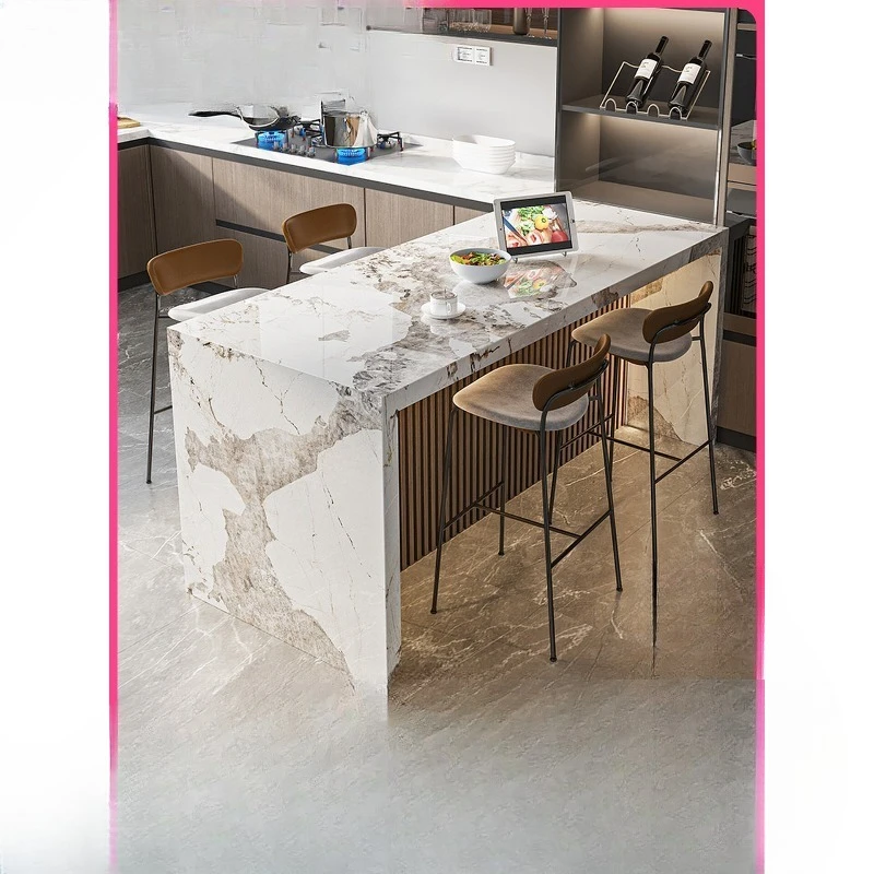 Open Kitchen Bar Table Integrated Restaurant Partition Slate Island