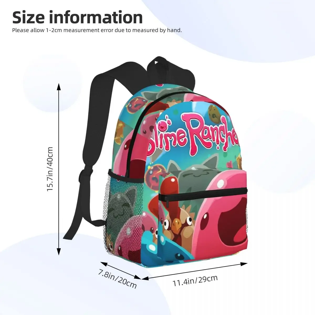 Slime Rancher Cartoon Game Anime Student Backpack School Bag Hiking Travel Daypack for Boys Girls Fashion Bookbag Shoulder Bags