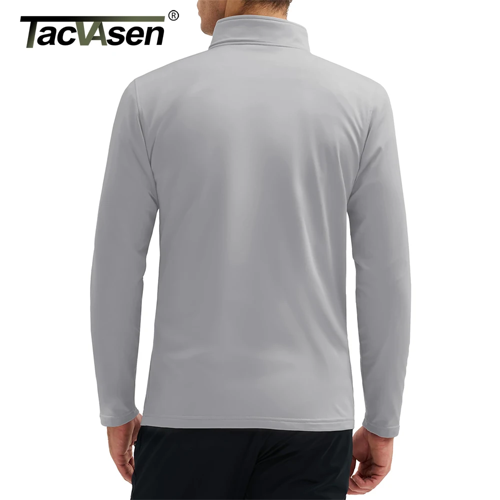 TACVASEN Fleece Lined Sports Sweater Mens 1/4 Zip Pullover Water Resistant Warm Sweatshirt Lightweight Gym Running T Shirt Male