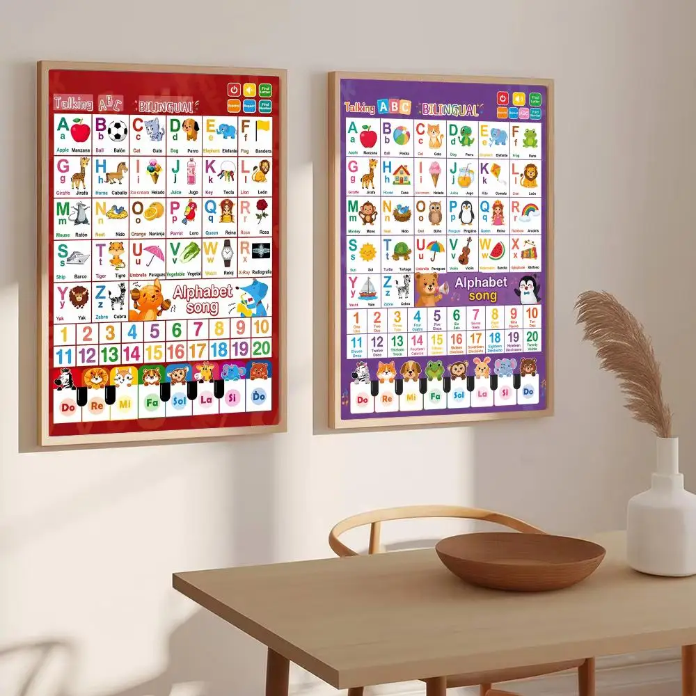 Talking ABC Bilingual For Child Poster Aesthetic Wall Art Canvas Trendy Bedroom Home Room Decor