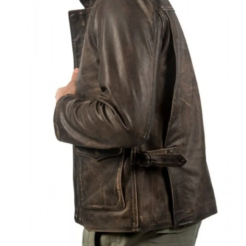 Men's Leather Jacket Retro Brown Genuine Sheepskin Imitation Old Coat European and American Fashion Trend