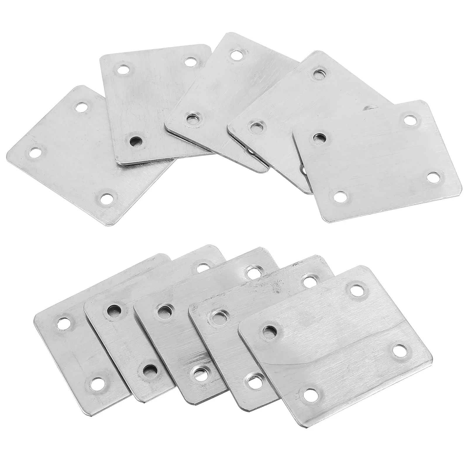 10Pcs Stainless Steel Flat Joining Plate Furniture Brackets Straight Mending Plates Repair Fixing Brackets for Wood Furniture