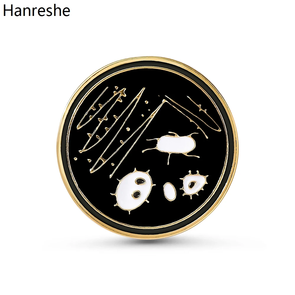 Hanreshe Biological Bacterial Petri Dish Enamel Pin Biochemical Science Lapel Backpack Brooch Badge Laboratory JewelryGifts