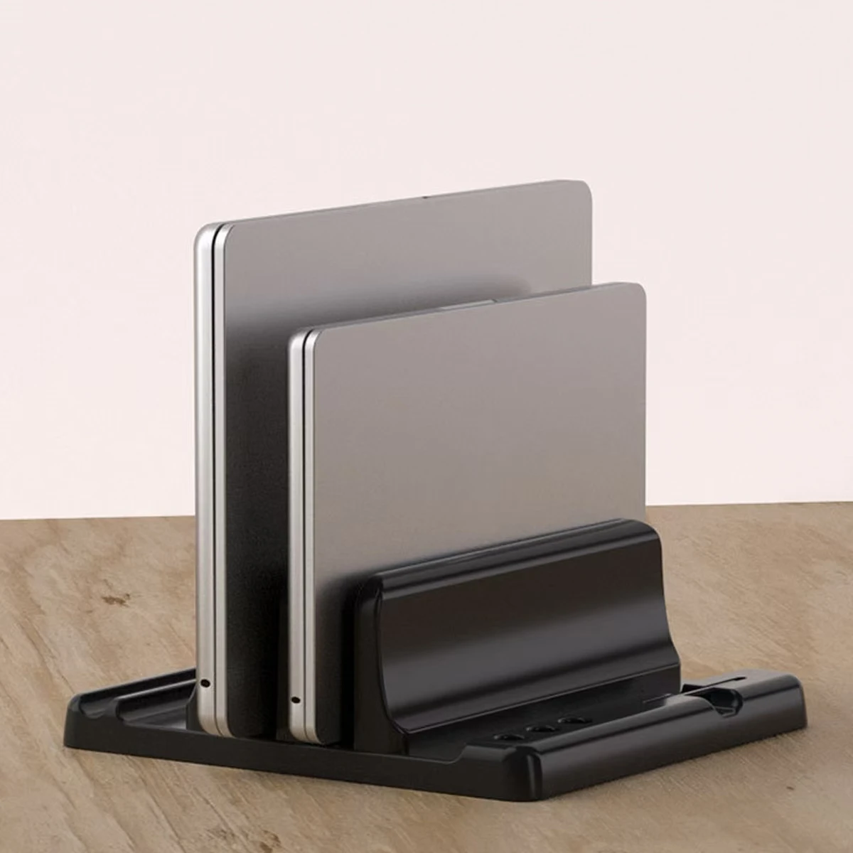 

Vertical Laptop Stand, Laptop Holder with Adjustable Dock, ABS Plastic Dual Slots Computer Holder Compatible with Tablet, Book