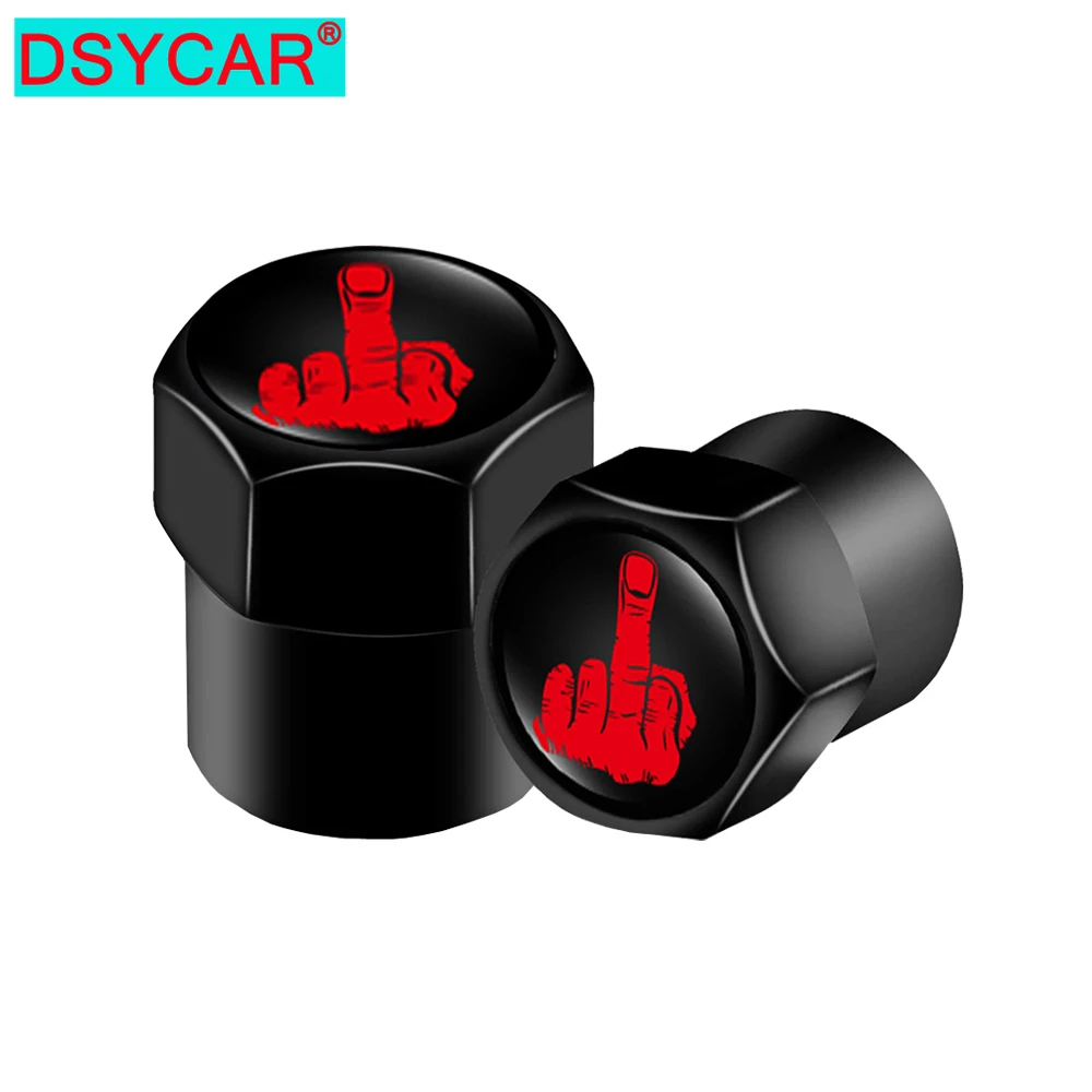 DSYCAR 4Pcs/Set Fashion Tire Valve Dust Caps Middle Finger Logo Aluminium Alloy/Copper for Car VW Audi Toyota Honda BMW Benz New