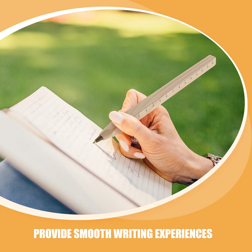 10Pcs Multifunction Tool Pen Wooden Body with Ruler Markings Lightweight Portable School and Office Stationery Aesthetic Writing