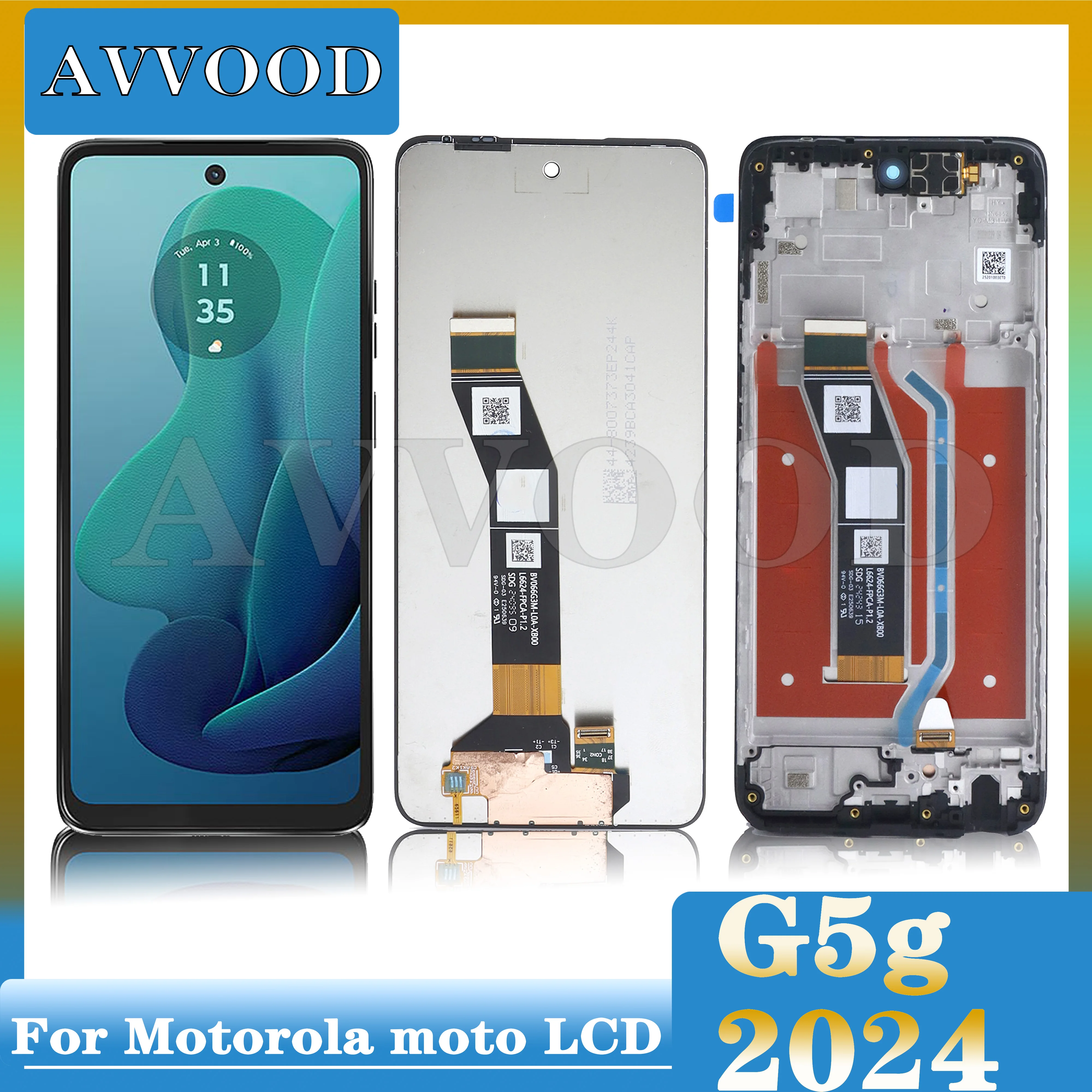 

Для Motorola Moto G 5g 2024 ЖК-дисплей сенсорный экран дигитайзер в сборе Замена с рамкой для Motorola Moto G 5g 2024 ЖК