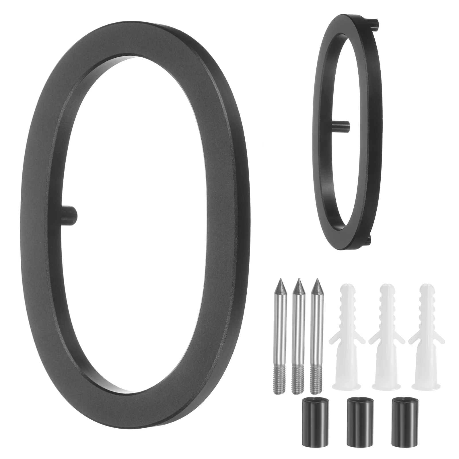 0-9 Numeri civici galleggianti Numero di indirizzo moderno in alluminio massiccio per esterno con kit chiodi per cartello Home Street Office Nero 5"
