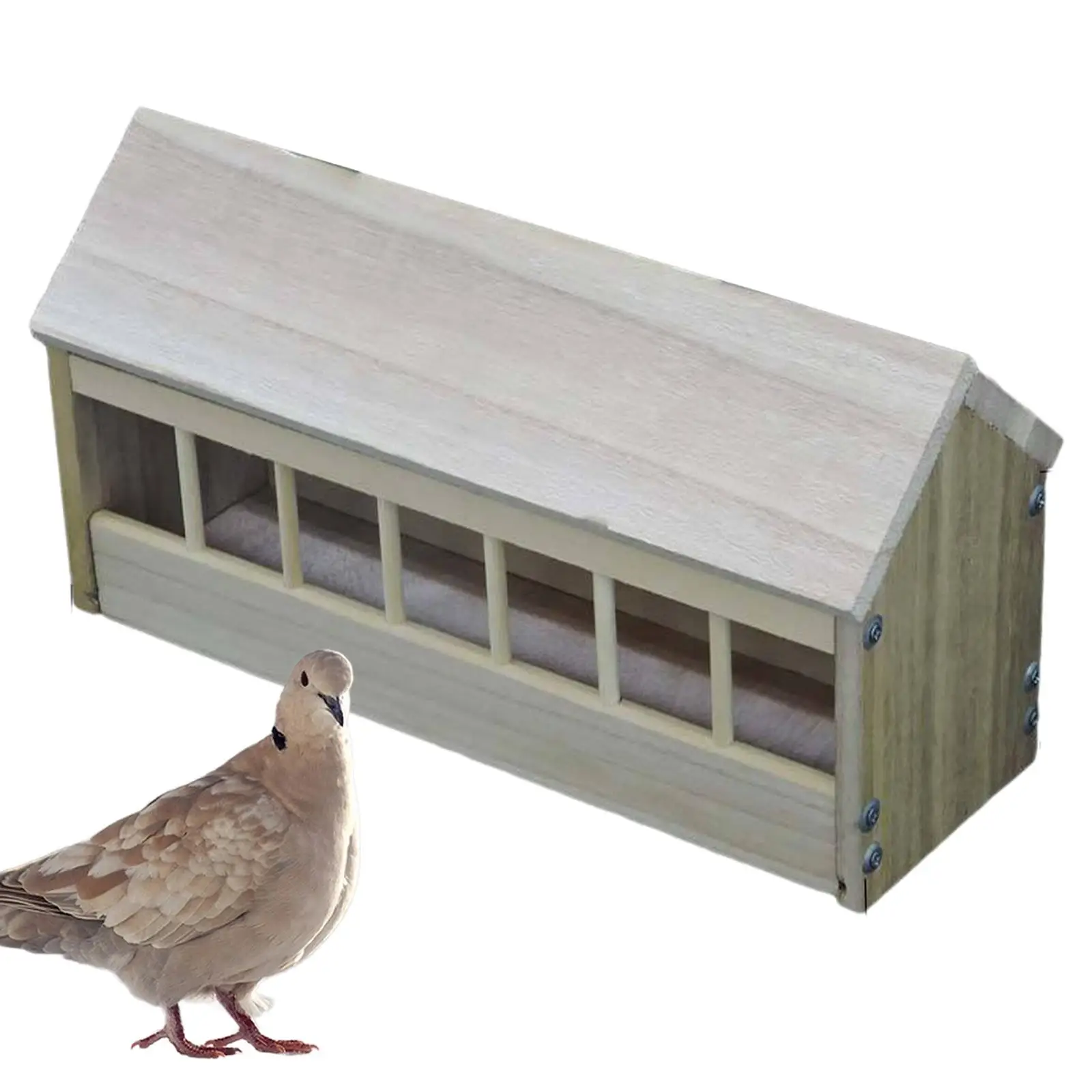 Pigeon Feeder Trough Wooden Bird Food Bowl Chicken Quail Feed Container Less Waste for Home Garden Aviary