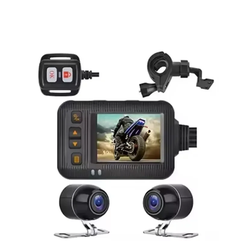 2026 Hot Sale 1080P 2 IPS Screen Waterproof Motorcycle Dashcam Dual Lens Front/Rear Cameras Rearview Mirror Video view 2