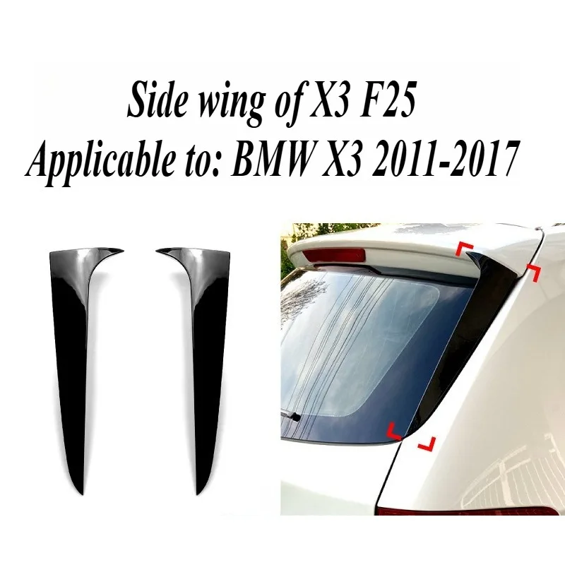 

For BMW X3 F25 2011-2017 Side Winglets Rear Roof Spoiler 3D Sticker Gloss Black Body Kit Easy Install Sporty Exterior Upgrade