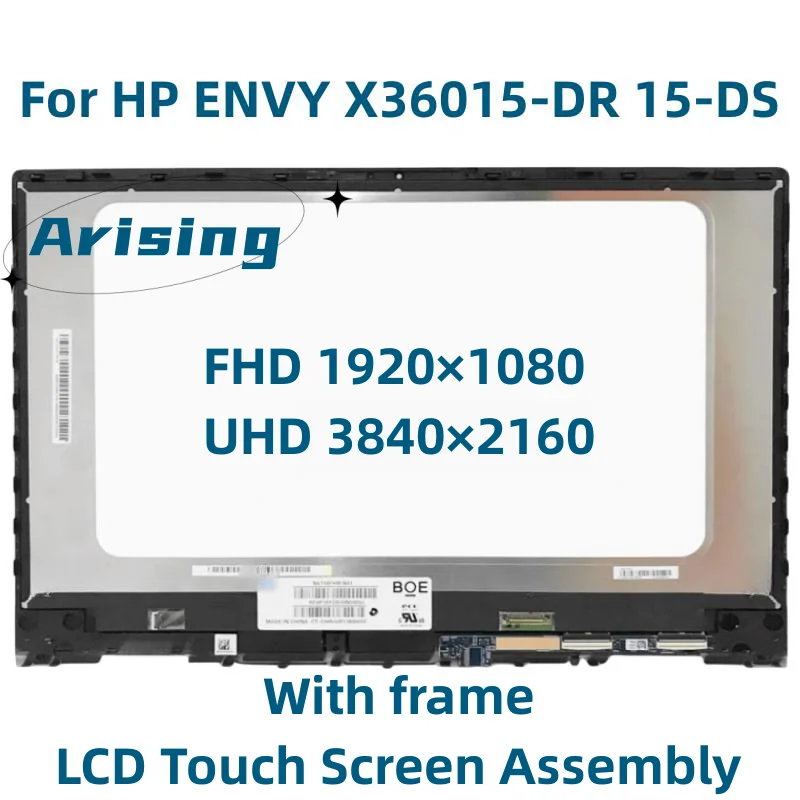 

For HP Envy x360 15-DR 15-DS Series Original 15.6'' FHD 4K LCD Display Panel Touch Screen Replacement Assembly With Frame Bezel