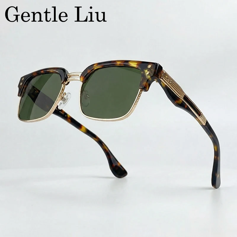 Retro Photochromic Classic Square Punk Sunglasses Men Metal Frame Driving Sun Glasses Male Vintage Luxury Brand Eyewear Shades